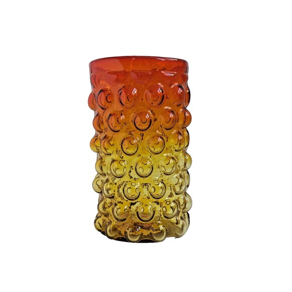 Vintage Blenko Amberina Tangerine Bubble Glass Vase Wayne Husted 6041 Vineyard - Picture 1 of 11